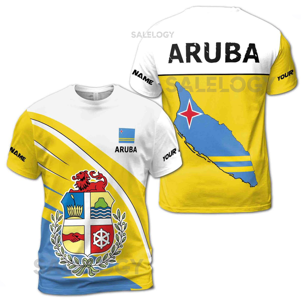 Custom Name Aruba Nation Map Line Patriotic Men39s T-shirt S-5XL_15