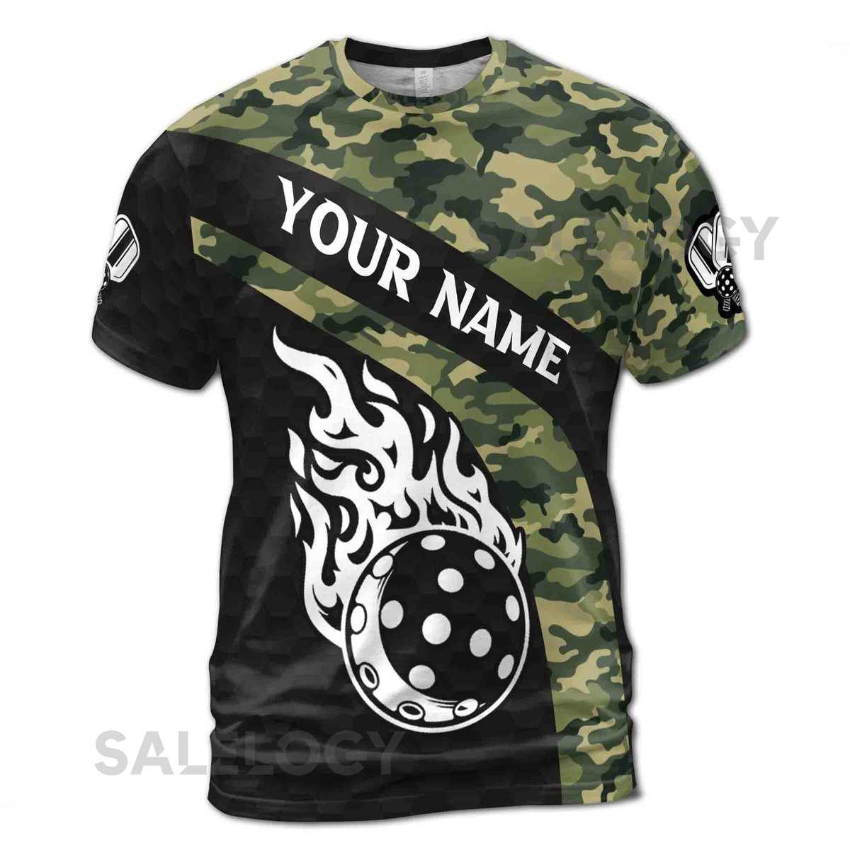 Personalized Name No Mercy Skull Pickleball Camo Pattern 3D T-Shirt S-5XL_246