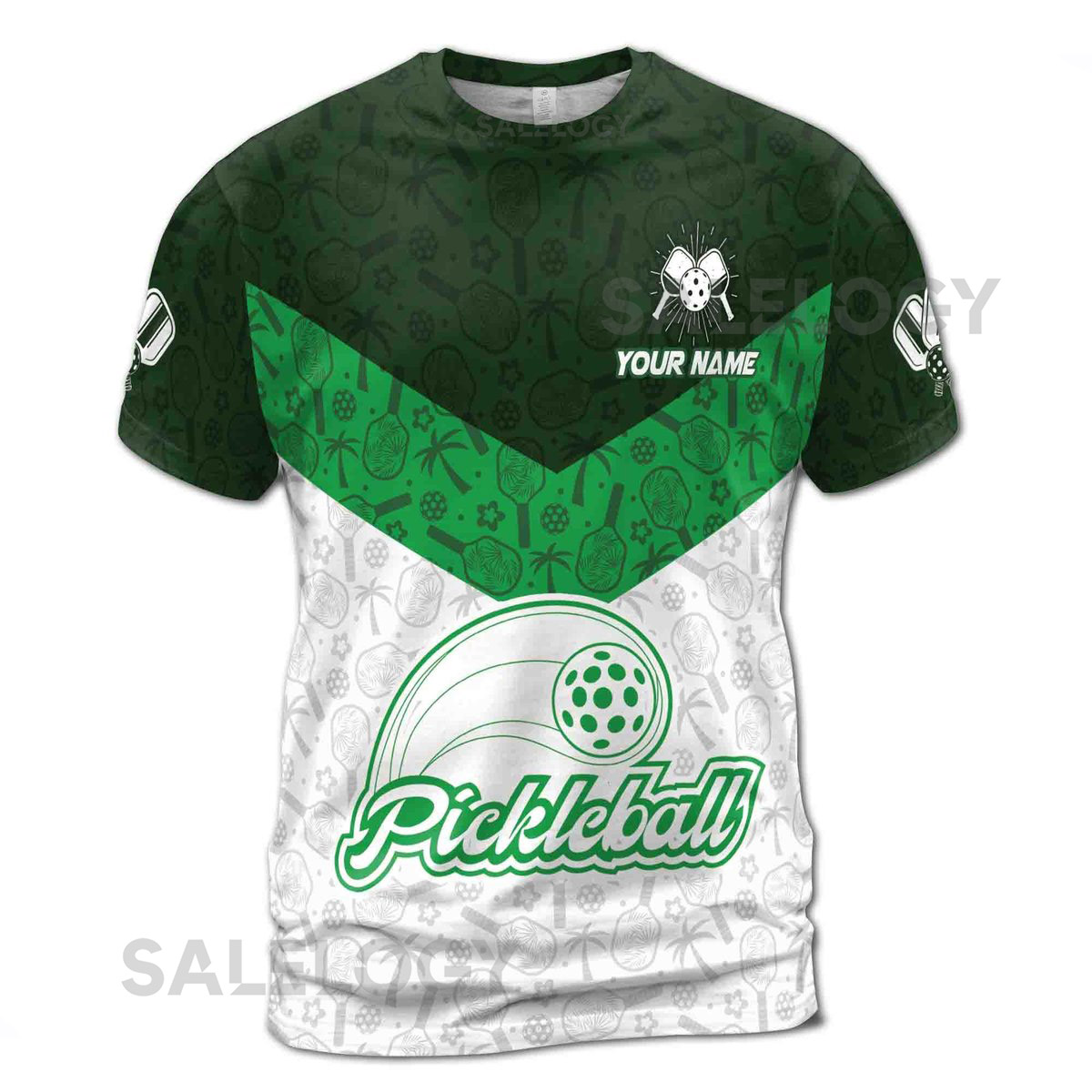 Custom Name Team Funny Hawaiian Pattern Pickleball Lover T-Shirt S-5XL_15