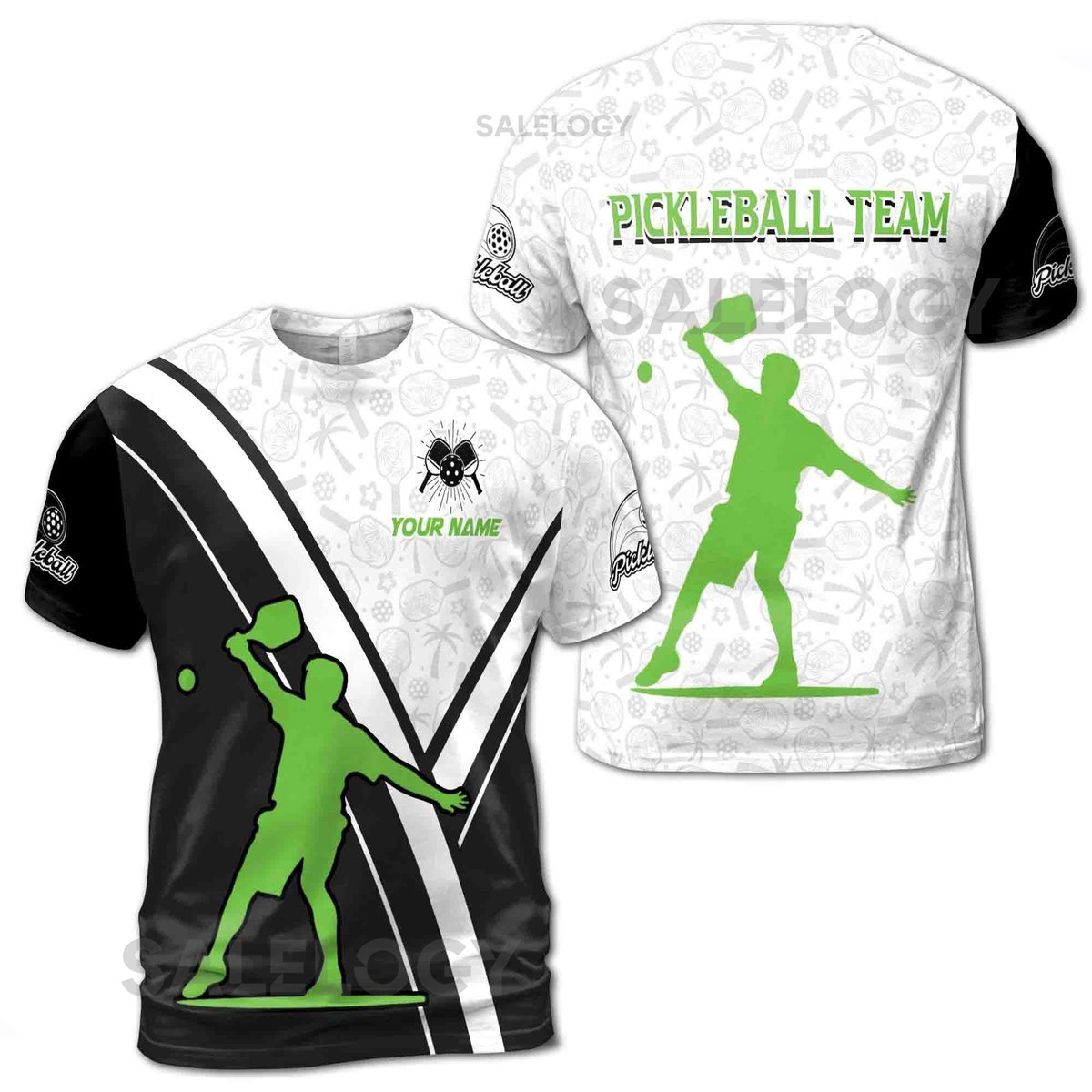 Customized Name Team Funny Pickleball Silhouette Pattern Men39s T-Shirt S-5XL_188