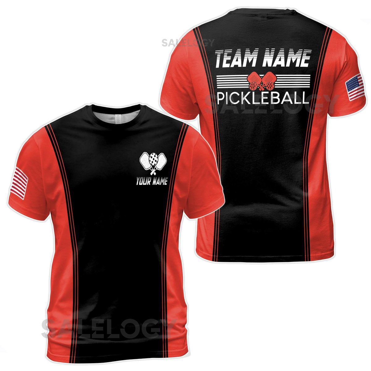 Customized Name Patriotic American Pickleball Player Men39s T-Shirt S-5XL_181