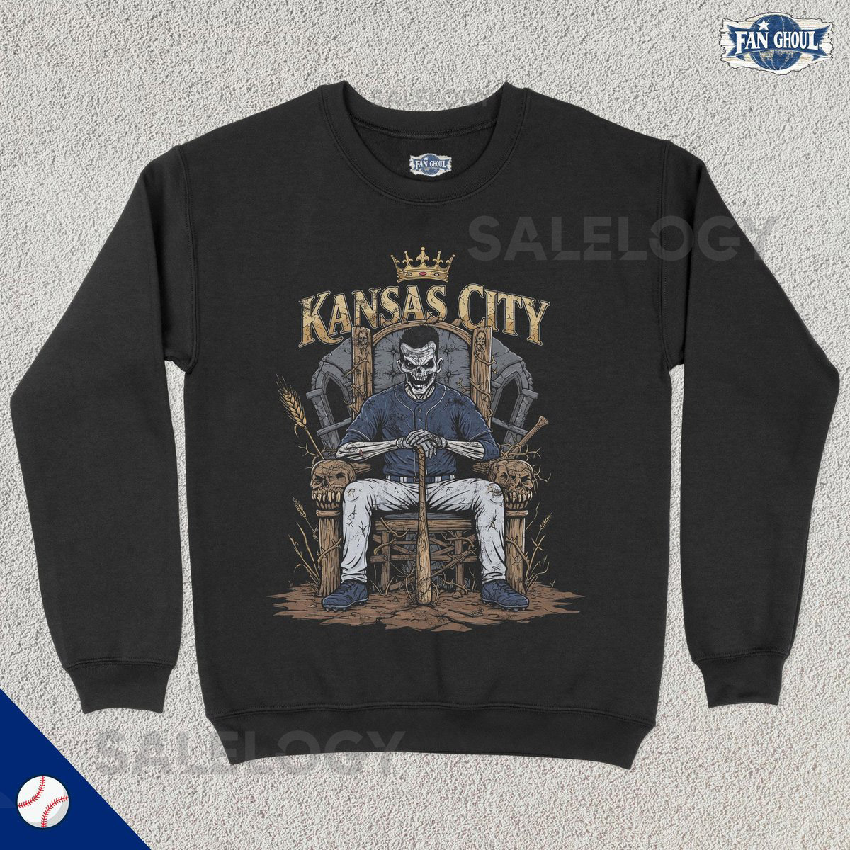 Kansas City Baseball Crewneck Missouri Baseball Sweatshirt Sports Clothing Baseball Fan Gift Baseball Lover Vintage Baseball Royal_337