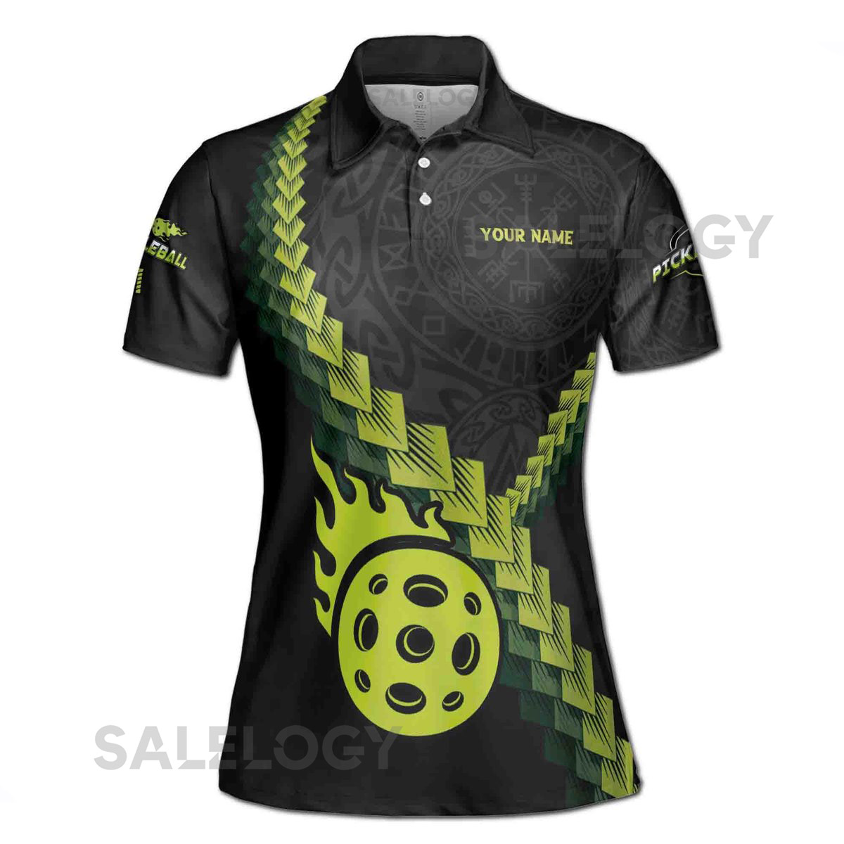 Personalized Name Team Viking Pattern Pickleball Lover Women's Polo Shirt S-5XL_584