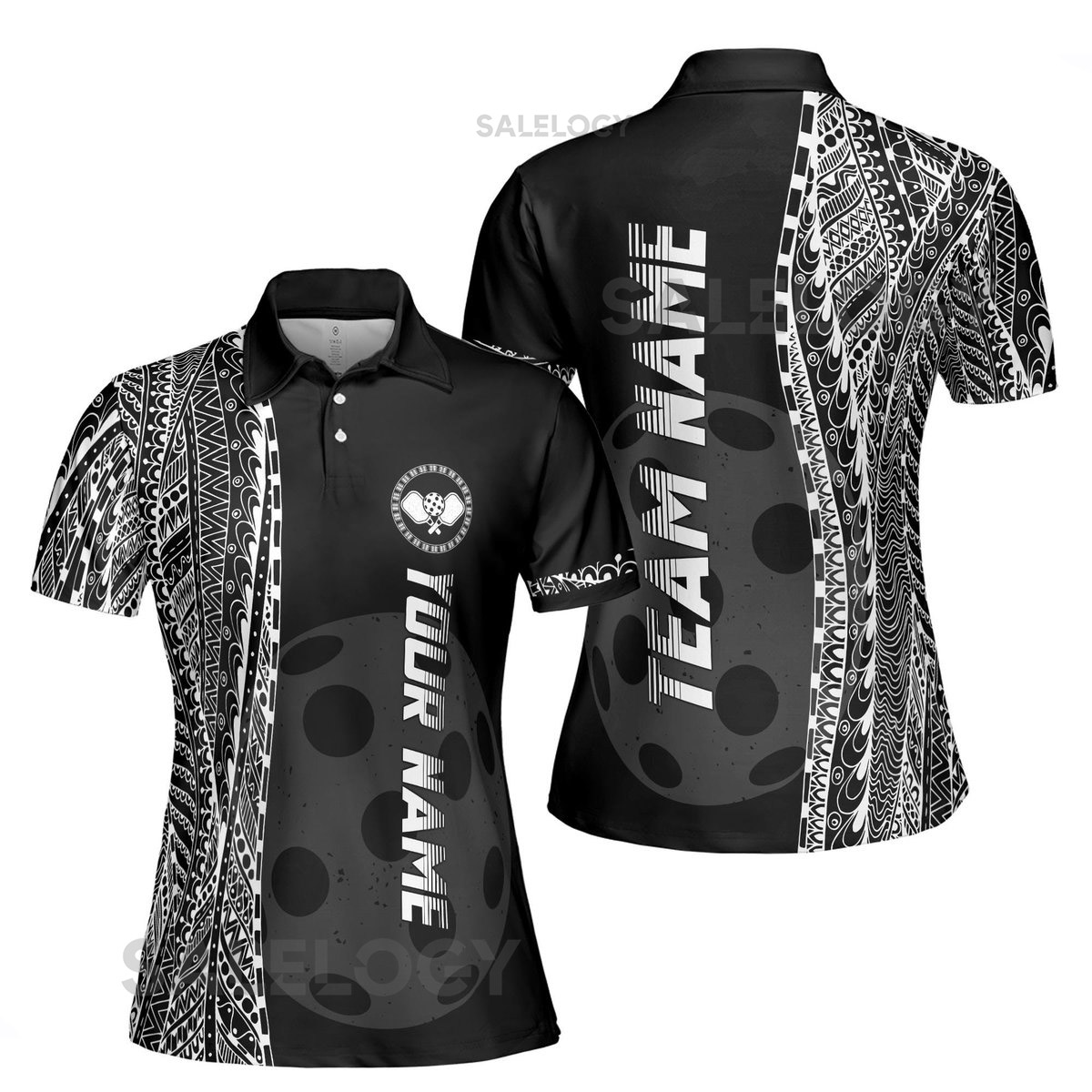 Personalized Name Viking Tribal Art Pickleball Team Women's Polo Shirt S-5XL_586