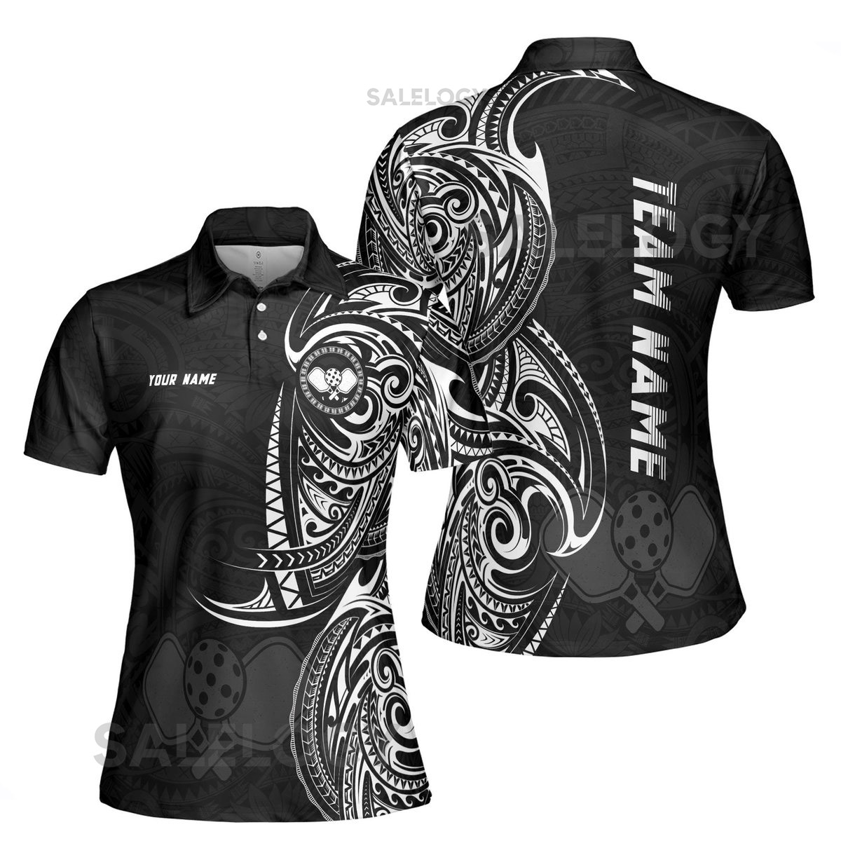 Customized Name Viking Ancient Tribal Pattern Pickleball Women's Polo Shirt S-5XL_449