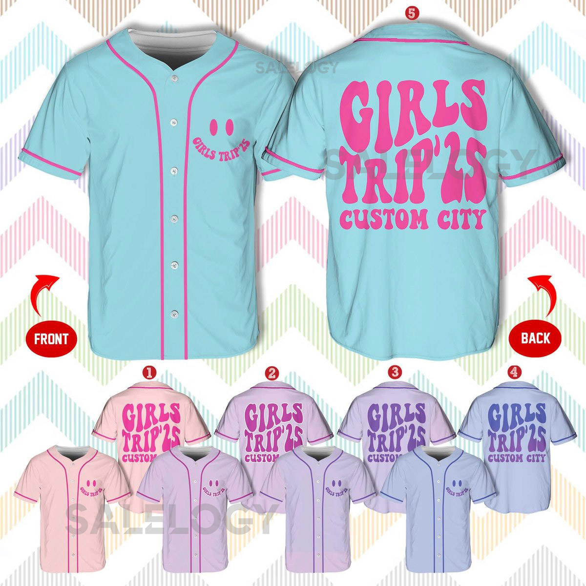 Personalized Girl Trip 2025 Baseball Jersey Custom Name Number Shirt for Girls Trip Vacation Shirt Cute VSCO Girls Trip Shirt_107
