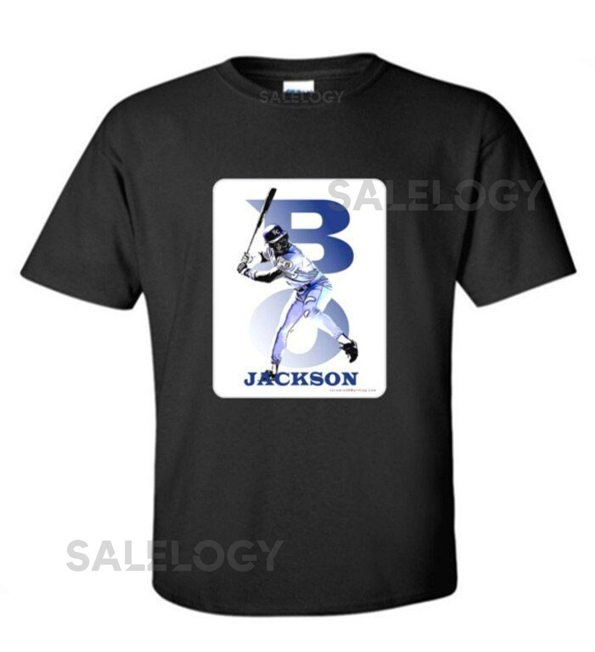 Bo Jackson - Kansas City -- Classic Baseball Adult Black Crew Tshirt - KC -T1_38