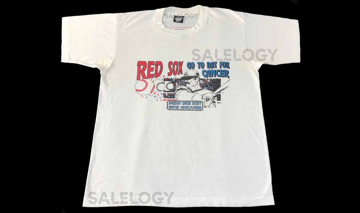 Vintage 90s Usa 5050 Boston Red Sox Mlb Baseball American Campains Cancer Society Haven Promo Tee T-shirt Single Stitch Fits M YA952j_624