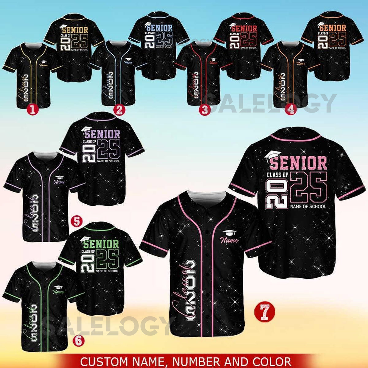 Personalized Glitter Senior 2025 Baseball Jersey Custom Class Of 2025 Shirt For Adult Kid Youth Graduation 2025 Jersey Senior 2025 Gifts_123