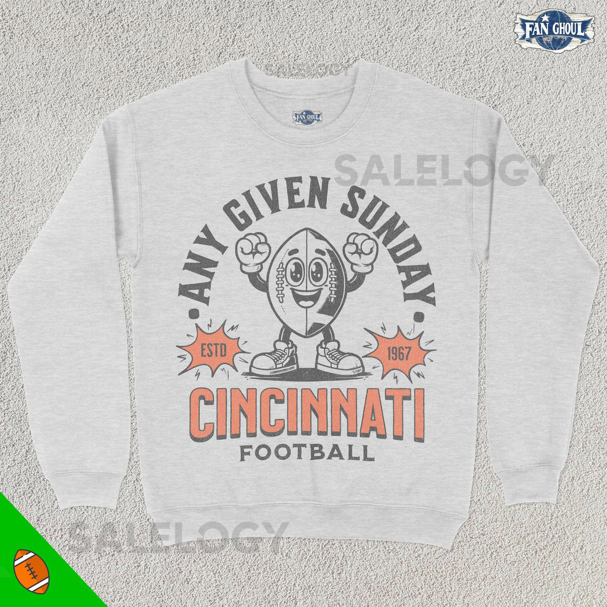 Retro Cincinnati Football Sweatshirt Vintage 70s Mascot American Sweater Football Fan Gift Football Apparel 80s Bengal Merch_850