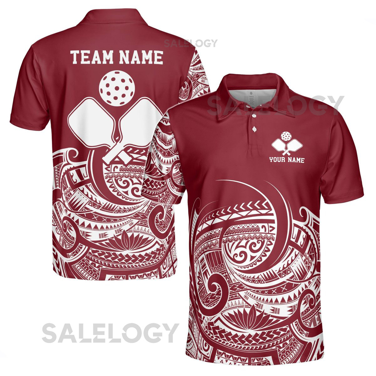 Personalized Name Red Viking Tribal Pickleball Men's Polo Shirt S-5XL_573