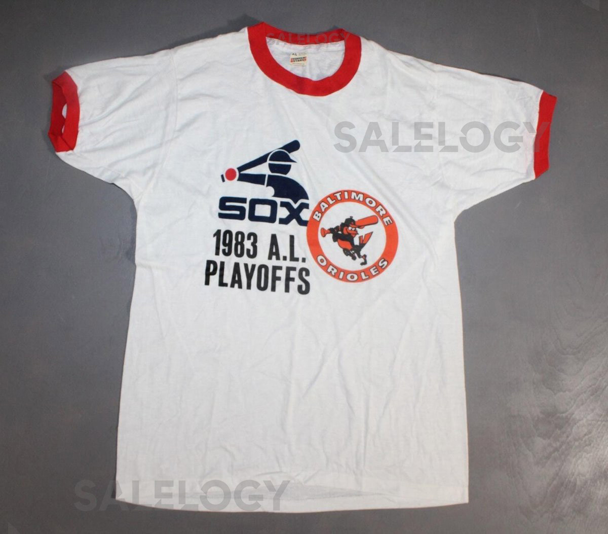 Vintage Chicago White Sox Baltimore Orioles American League 1983 Ringer T Shirt_461