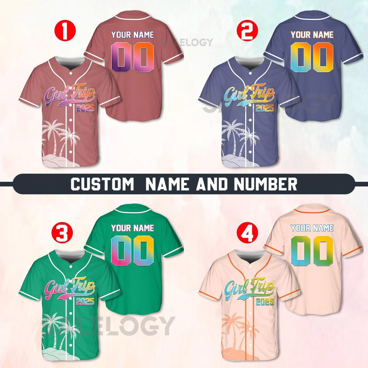Personalized Girl Trip 2025 Baseball Jersey Custom Name Number Shirt for Girls Trip Vacation Shirt Summer Adventure Outfit_109