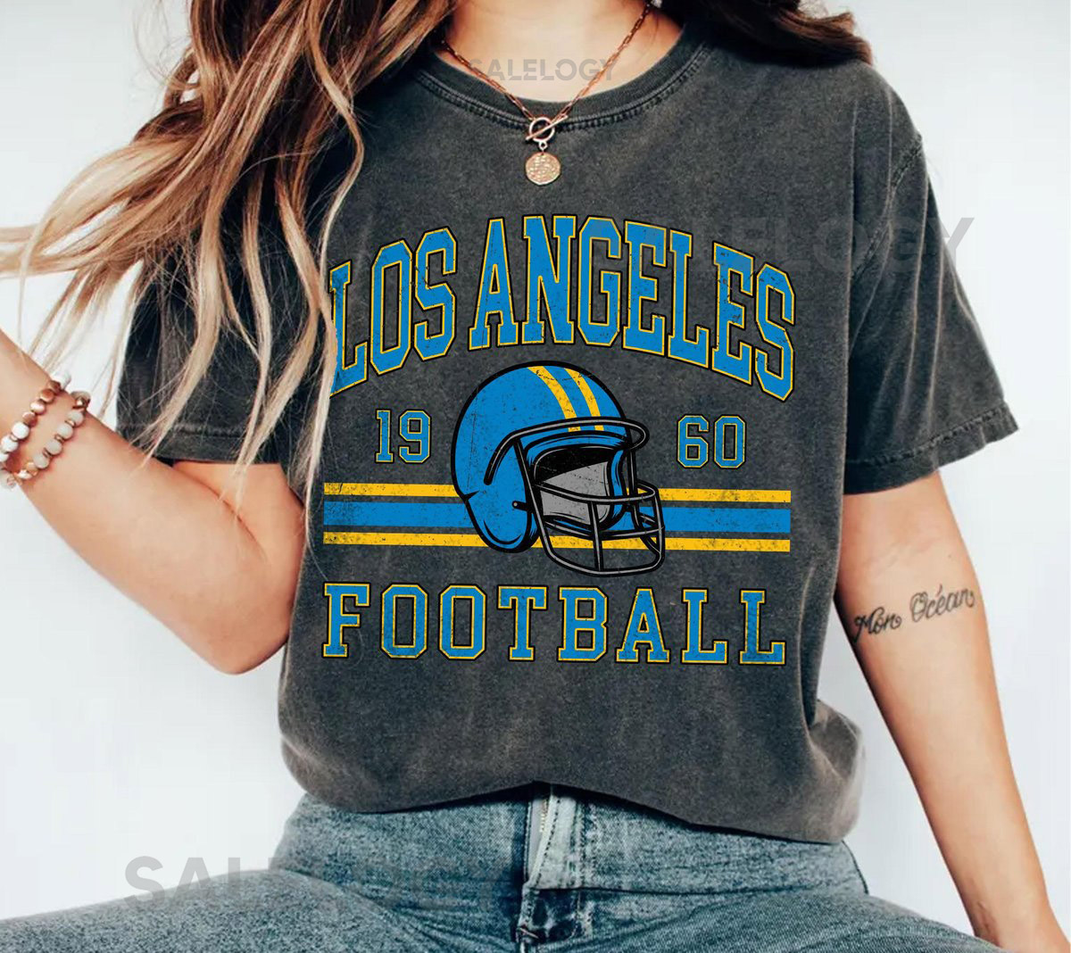 Comfort Colors Los Angeles Football Vintage T-ShirtLos Angeles Charger Football TeeLos Angeles Football T-shirt Fan Gift_113