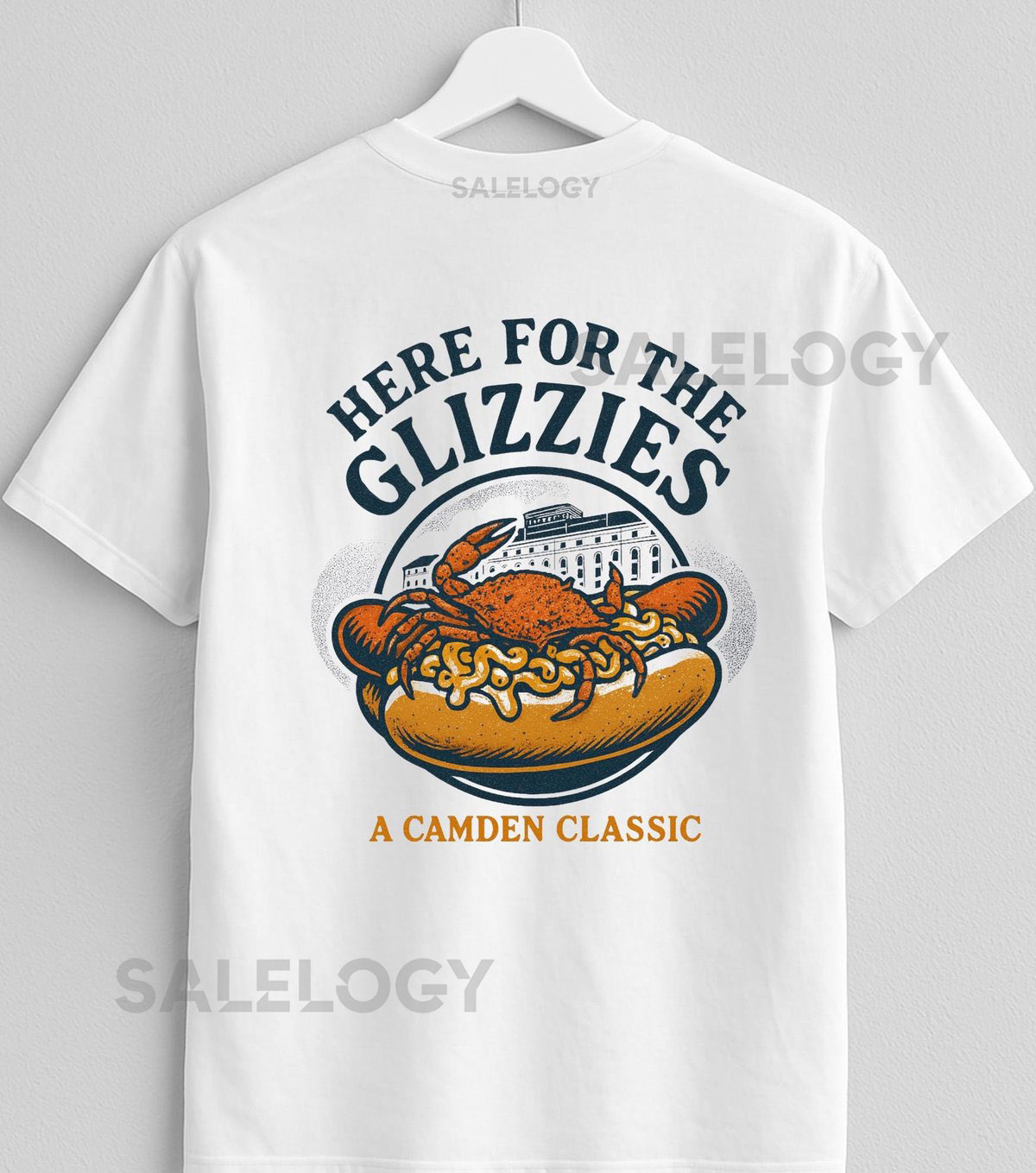 Glizzy Game Day Tee Crab Mac n Cheese Hot Dog Shirt Baltimore Baseball_324