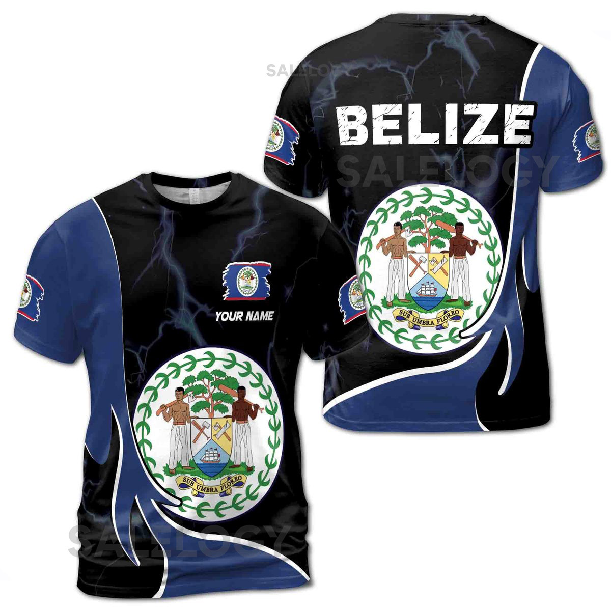 Custom Your Name Belize Coat Of Arms Men39s T-shirt S-5XL_113