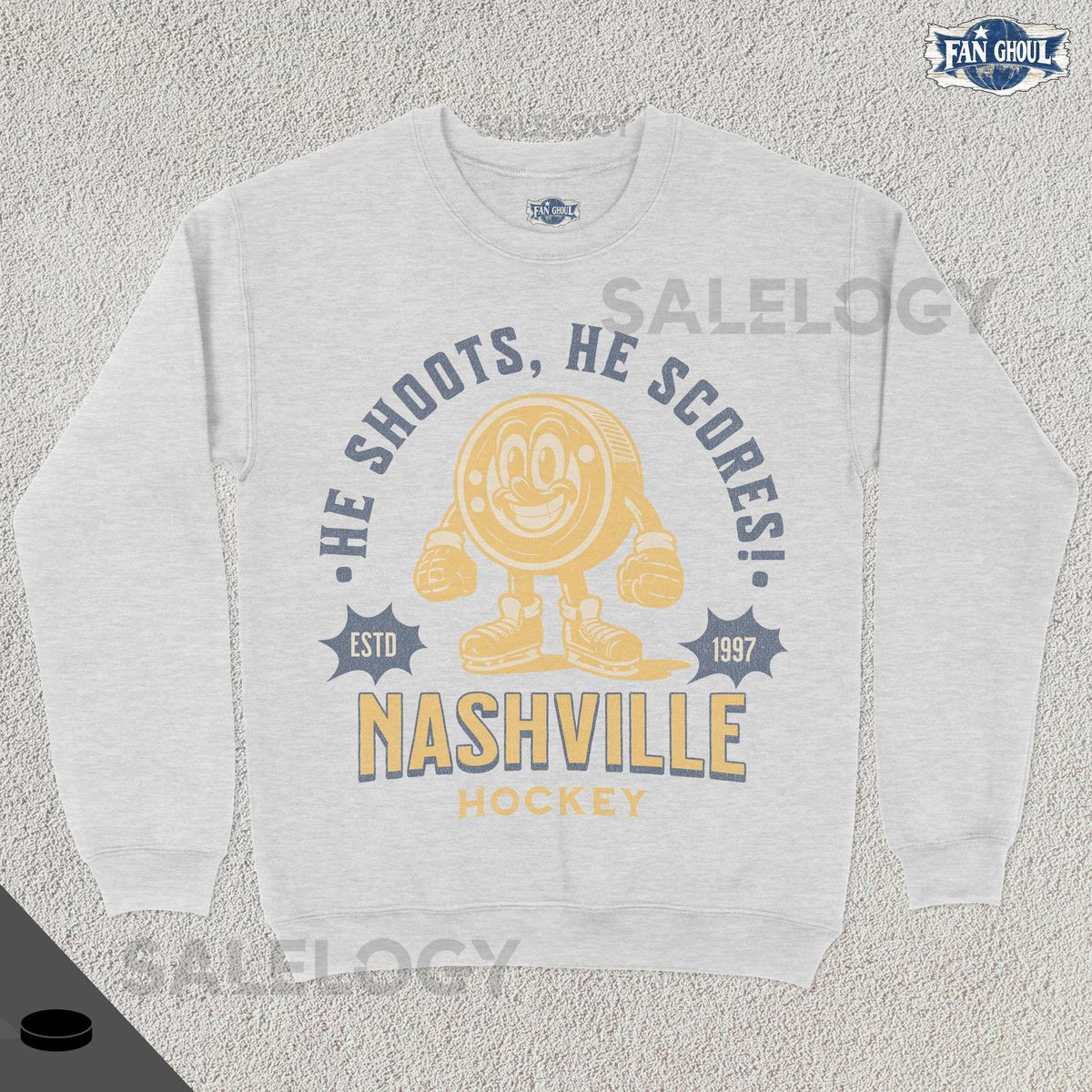 Retro Nashville Hockey Sweatshirt Vintage 70s Mascot Crewneck Sports Sweater Hockey Fan Gift Hockey Lover Apparel 80s Predator Merch_430