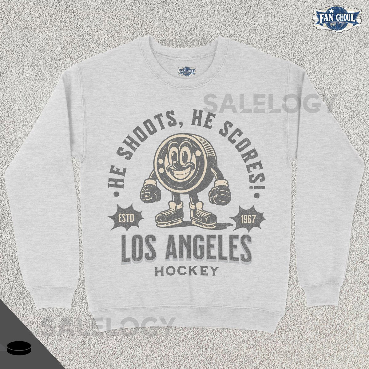 Retro Los Angeles Hockey Sweatshirt Vintage 70s Mascot Crewneck Sports Sweater Hockey Fan Gift Hockey Lover Apparel 80s King Merch_98