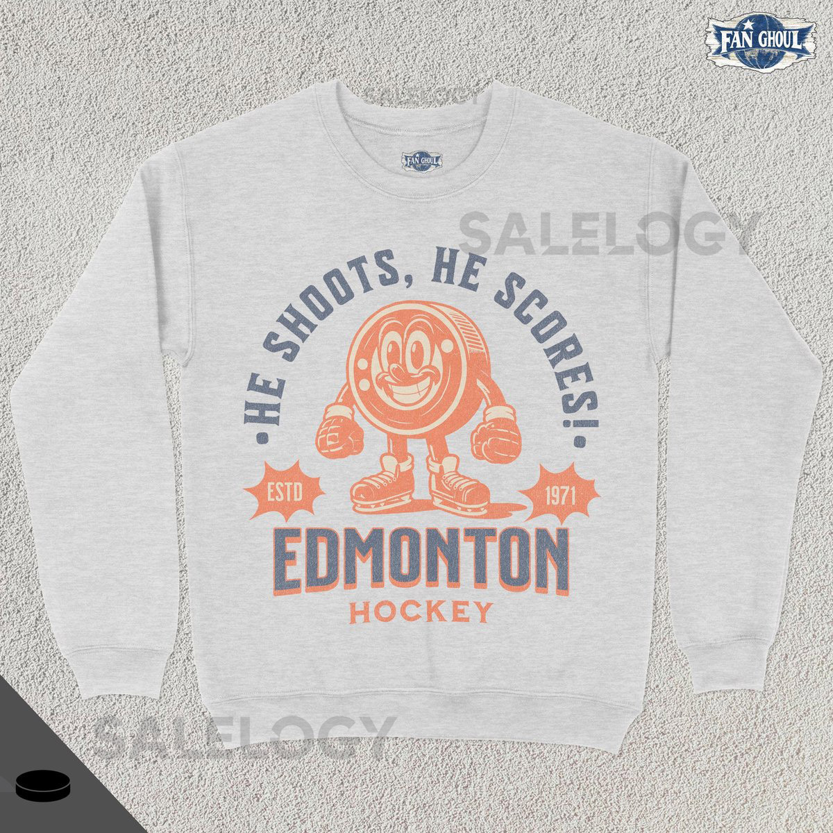 Retro Edmonton Hockey Sweatshirt Vintage 70s Mascot Crewneck Sports Sweater Hockey Fan Gift Hockey Lover Apparel 80s Oiler Merch_97