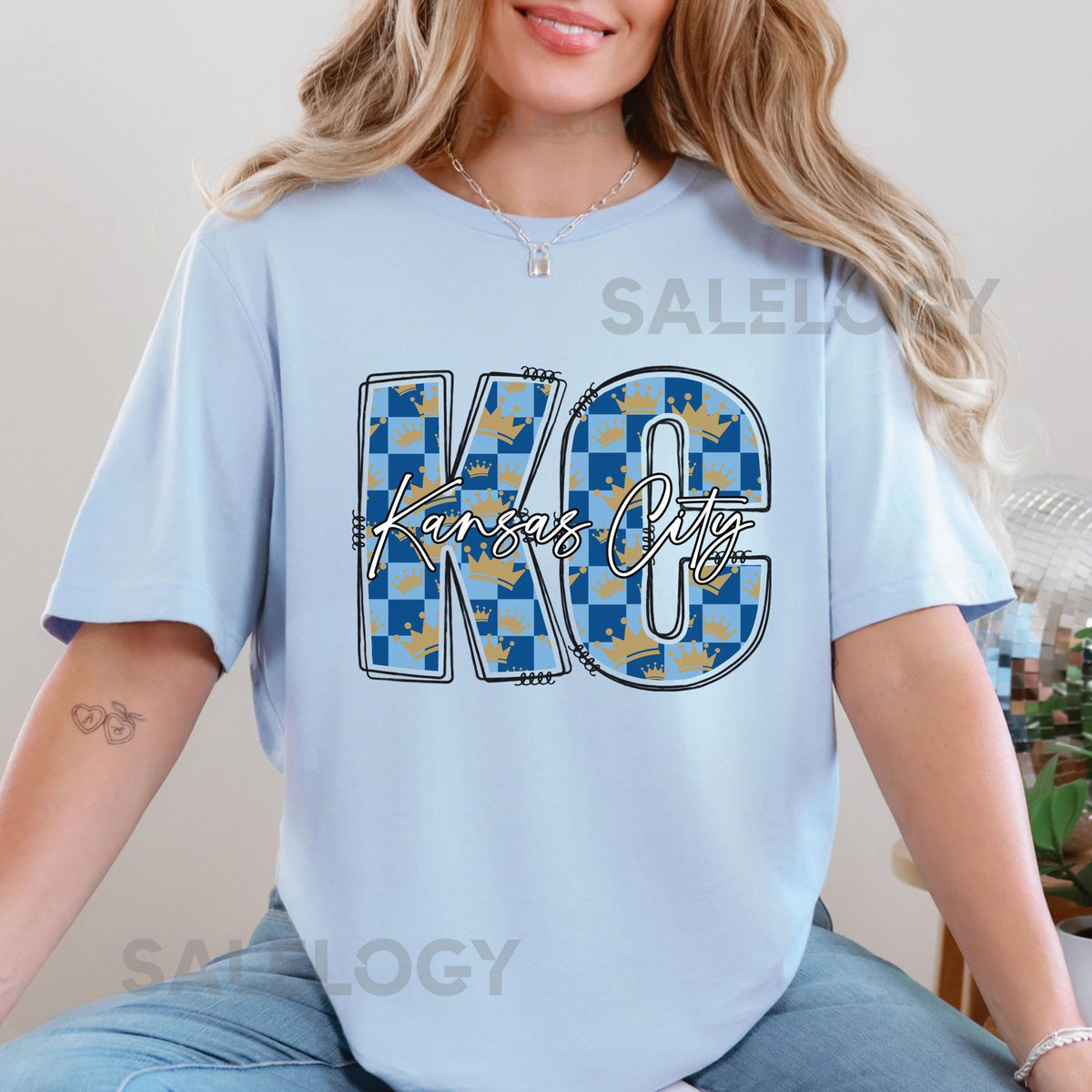 KC Baseball Shirt Kansas City Checkered Baseball Jersey Unisex Tee Forever Royal Fan Gift Blue KC Sports Pride Top Baseball Fan Apparel_464