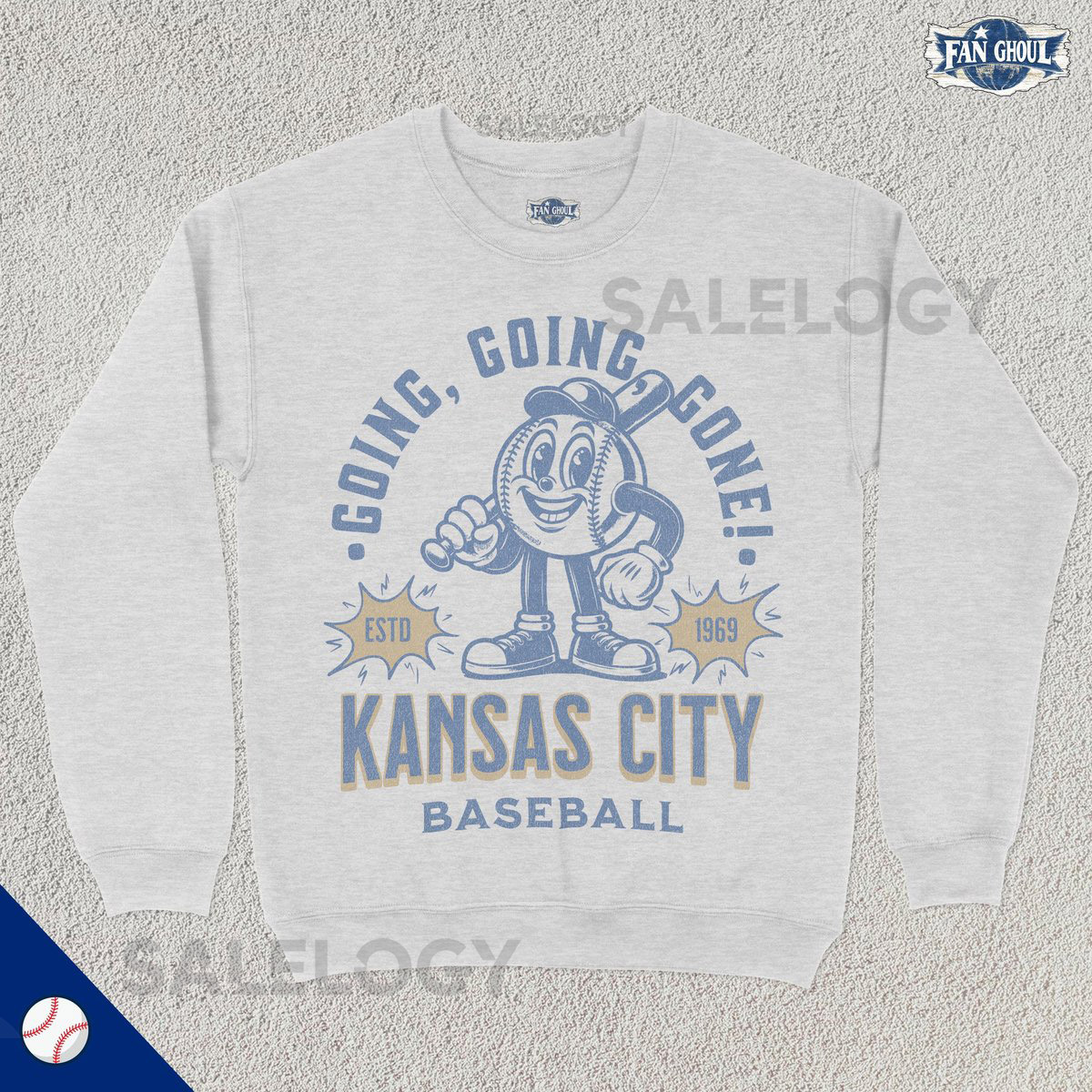 Retro Kansas City Baseball Sweatshirt Vintage 70s Mascot Crewneck Sports Sweater Baseball Fan Gift Baseball Lover 80s Royal Merch_722