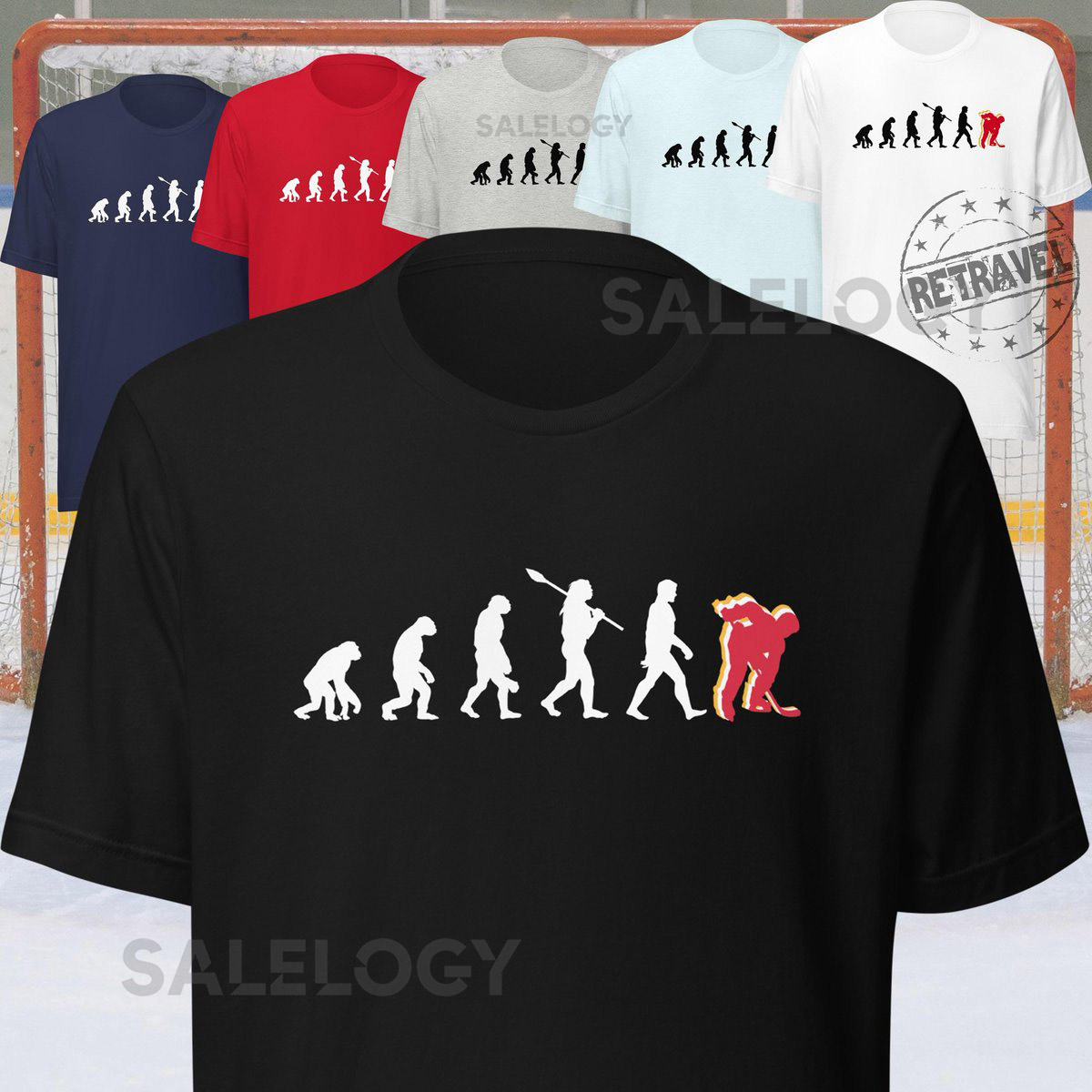 ICE HOCKEY Evolution Shirt CALGARY Hockey Shirt Hockey Player Fathers Day Gifts For Him Ice Hockey Gifts For Men Hockey Gift For Dad_202