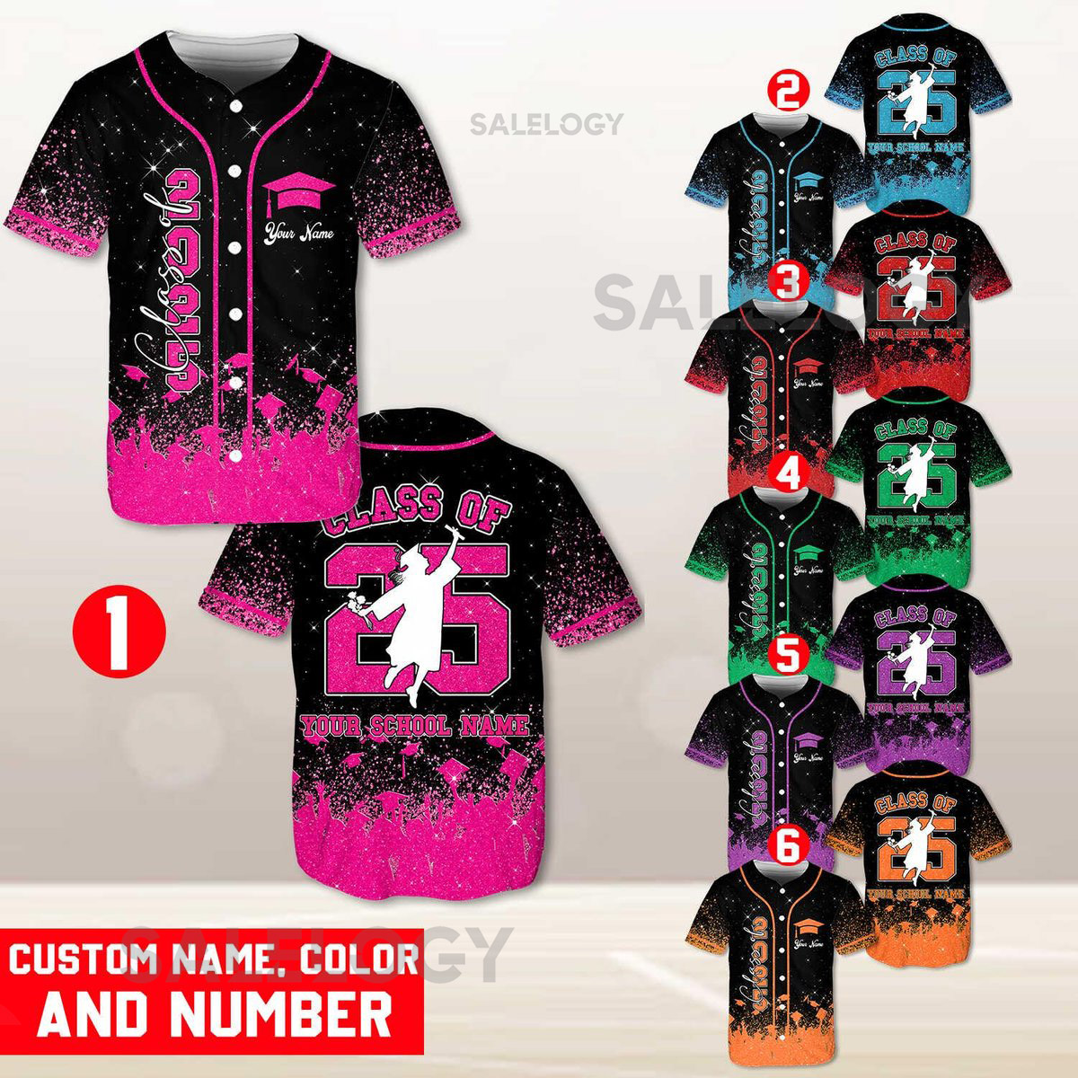 Personalized Class Of 2025 Baseball Jersey Custom Name Baseball Jersey Glitter Graduation 2025 Jersey Senior 2025 Gifts Graduation Shirt_69