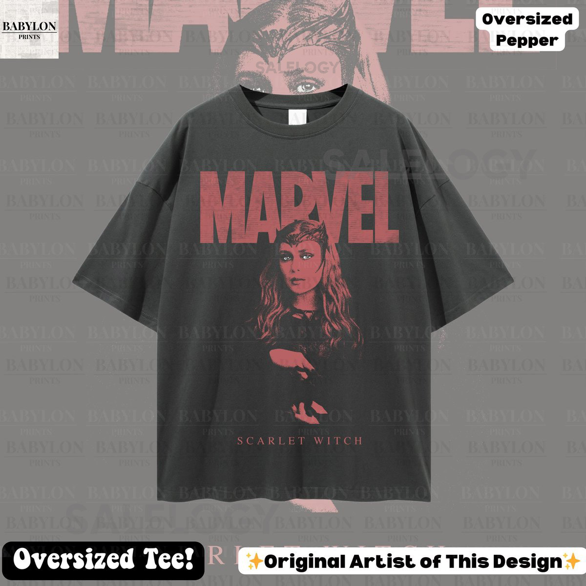 Oversized Wanda Maximoff Shirt Scarlet Witch T Shirt Wanda Vision T Shirt Agatha All Along Homage T Shirt Elizabeth Olsen shirt Marvel gift_393