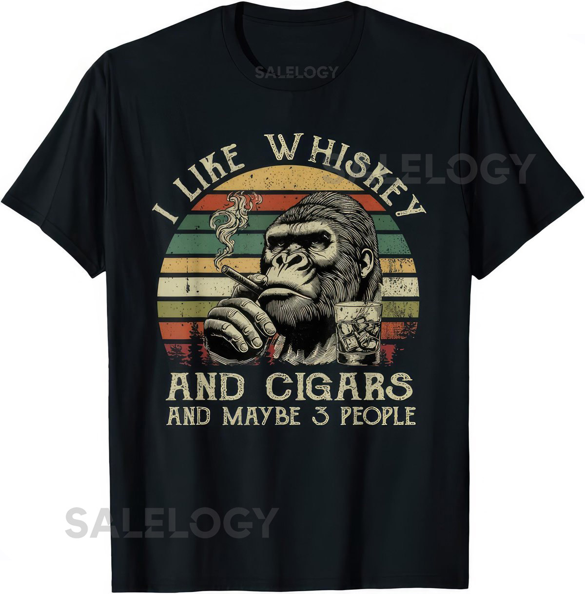 I Like Whiskey And Cigars And Maybe 3 People Monkey T Shirt_213