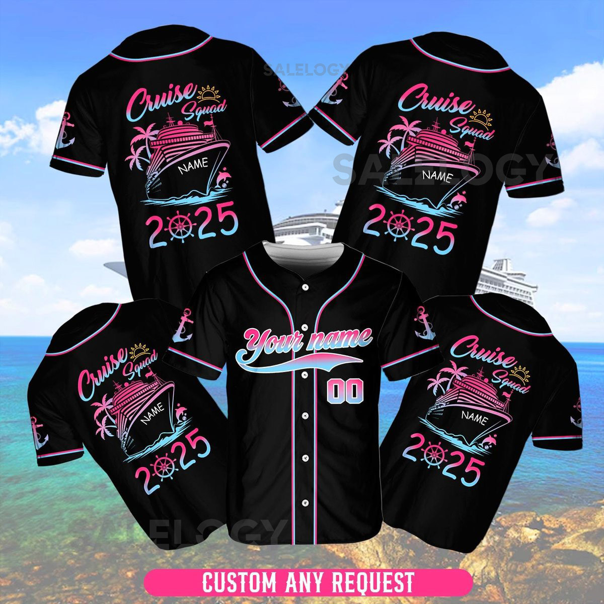Personalized Family Cruise Baseball Jersey Custom Name Number Family Matching Baseball JerseyFamily Cruise 2025 JerseyCruise Squad Jersey_88
