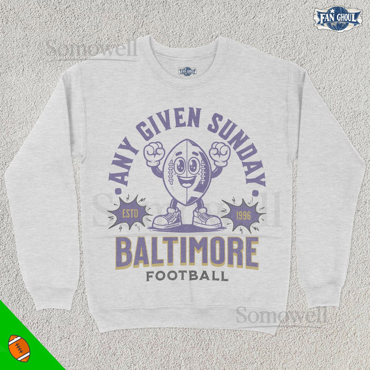Retro Baltimore Football Sweatshirt Vintage 70s Mascot American Sweater Football Fan Gift Football Apparel 80s Raven Merch_842