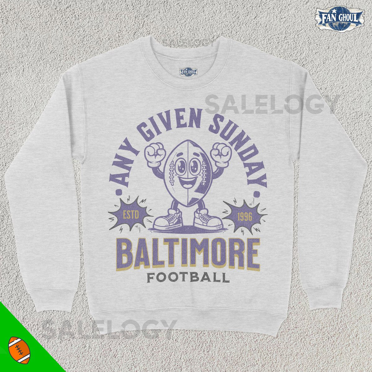 Retro Baltimore Football Sweatshirt Vintage 70s Mascot American Sweater Football Fan Gift Football Apparel 80s Raven Merch_842