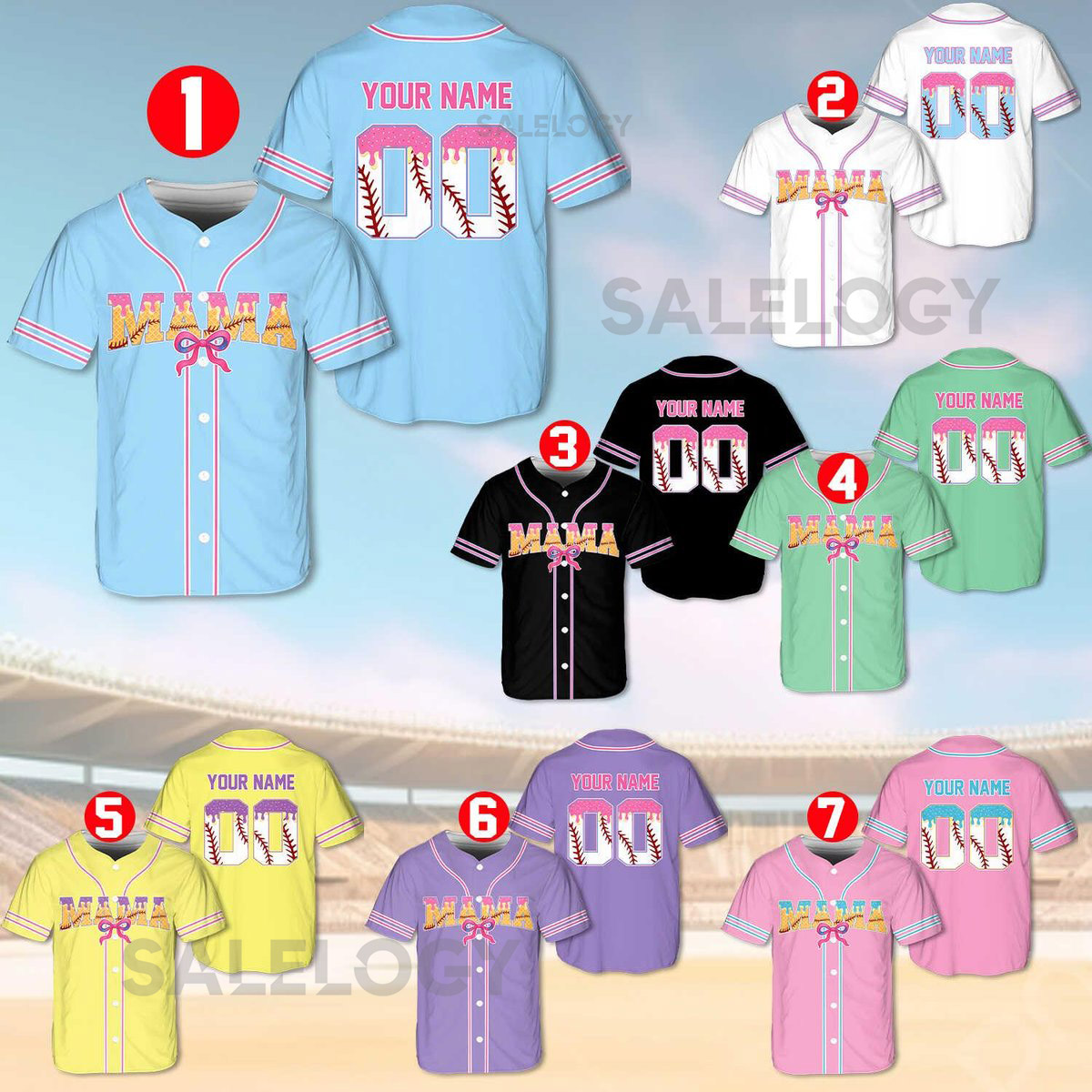 Personalized Cheer Mom Baseball Jersey Custom Cheer Bow Mama Baseball Jersey Shirt Baseball Jersey Uniform Mother Day Gifts_53