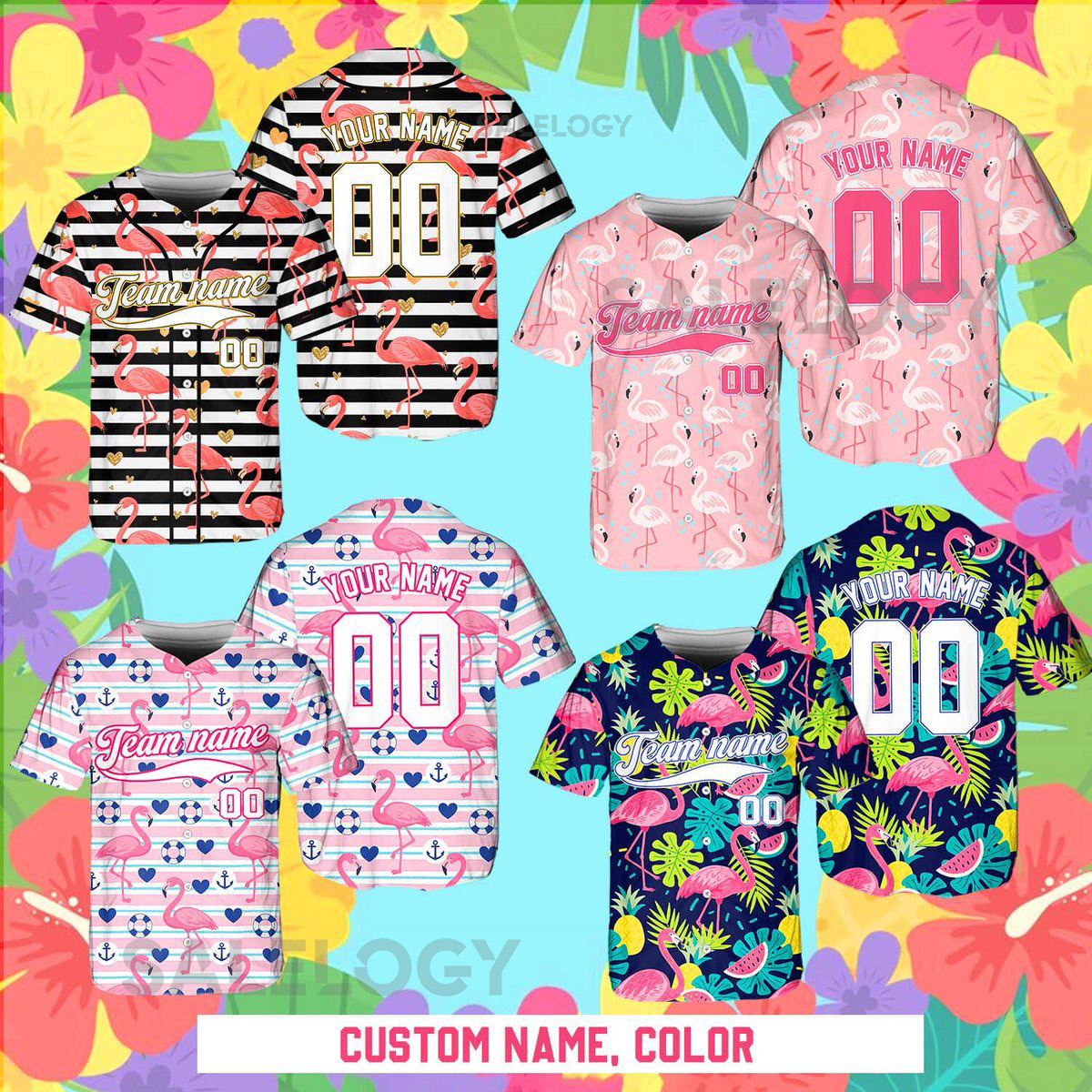 Personalized Team Name And Number Baseball Jersey Custom Flamingo Baseball Shirt Baseball Jersey Uniform For Baseball Fans Baseball Lovers_537