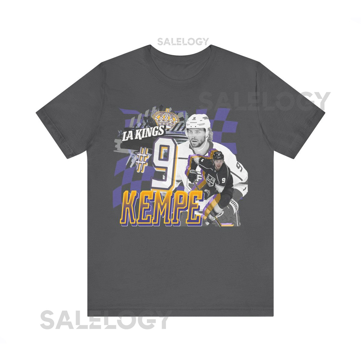 Adrian Kempe LA Kings Hockey Los Angeles Kings Vintage 90s Style Gretzky Era Forum Blue Old School Logo Oversized T-Shirt_10