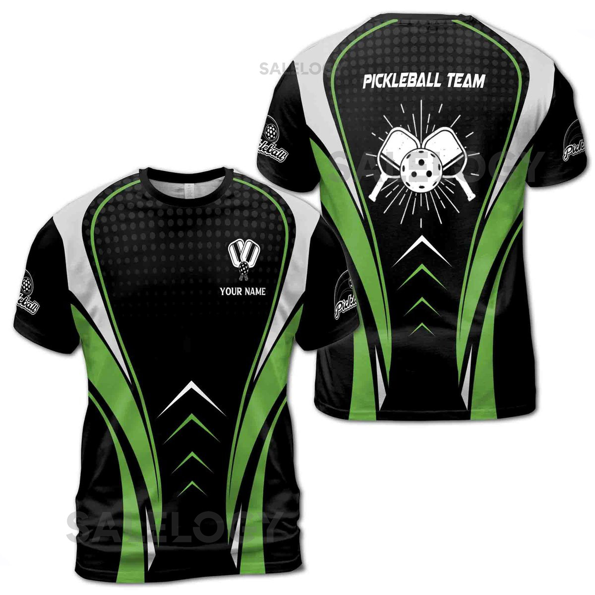 Custom Name Pickleball Team Name Stripe and Dot Pattern Men39s T-shirt S-5XL_95