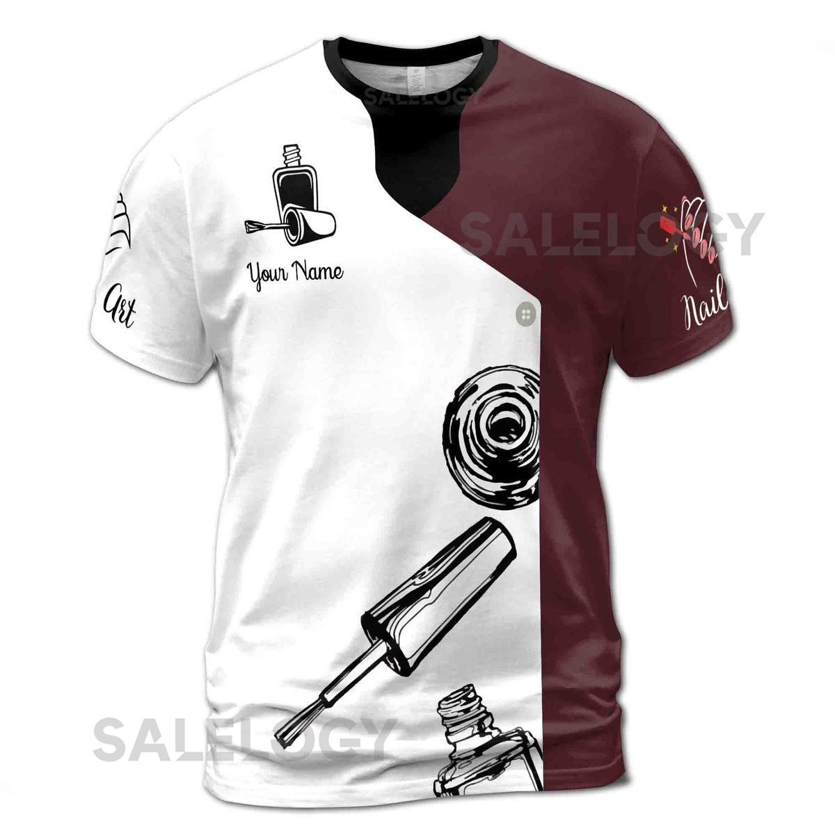 Custom Name Nail Polish T-Shirt Salon Work Apparel S-5XL_73