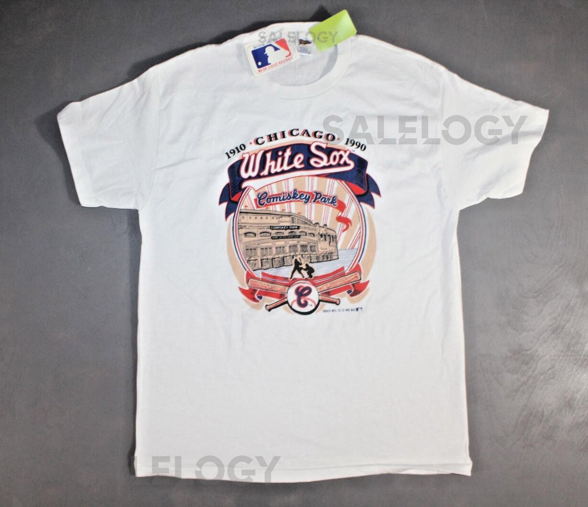 Vintage Chicago White Sox Comiskey Park MLB Single Stitch T-Shirt 1990 Large_462