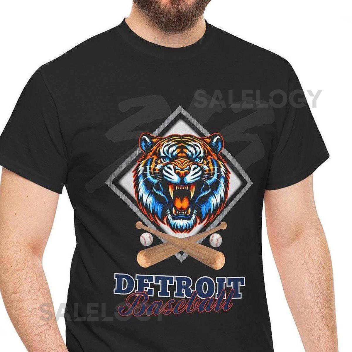 Detroit Baseball Tee Unisex Cotton Shirt for Sports Fans Tiger Roar 313 Background Style Baseball Gift Detroit Apparel_139