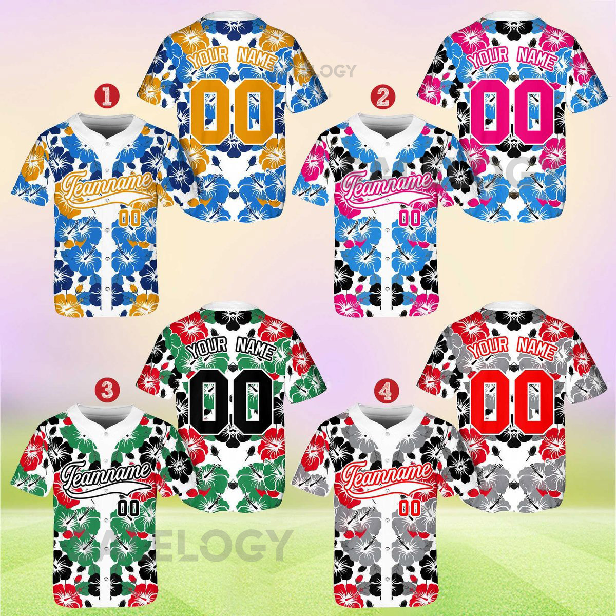 Personalized Floral Baseball Jersey for Adult Ki Youth Custom Team Name and Number Tropical Jersey Summer Sports Uniform for Groups_103