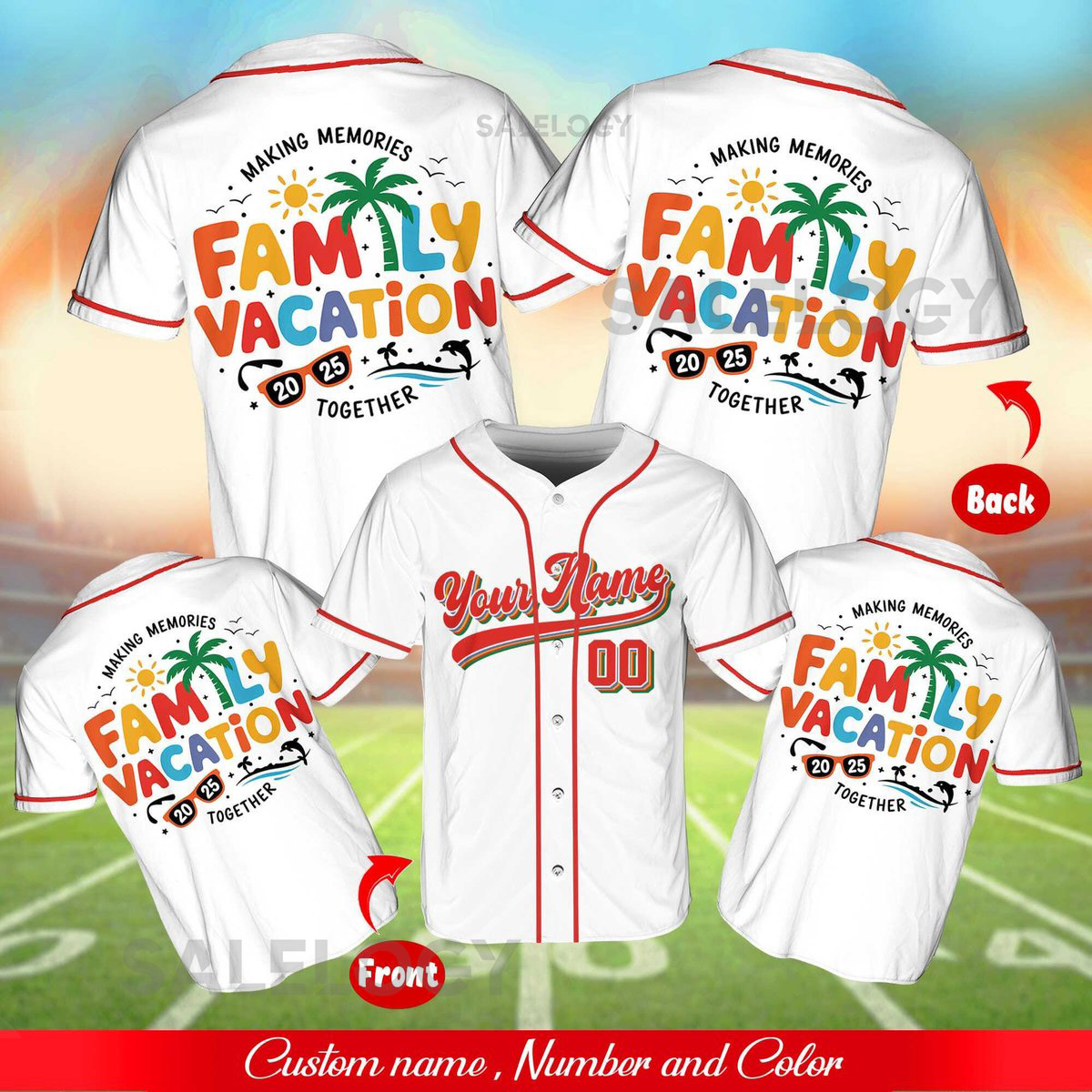 Personalized Family Vacation Baseball Jersey Custom Name and Number Matching Travel Shirt Summer Trip Jersey for Group or Reunion_96