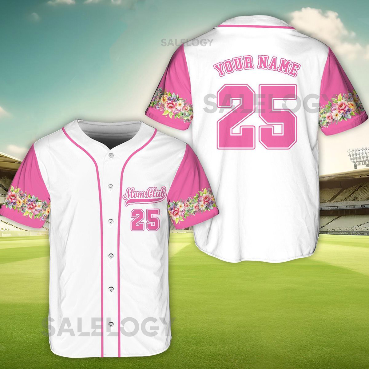 Custom Mom Club Baseball Jersey Shirt Personalized Name and Number Baseball Jersey for Women Mother39s Day Floral Sports Shirt_8