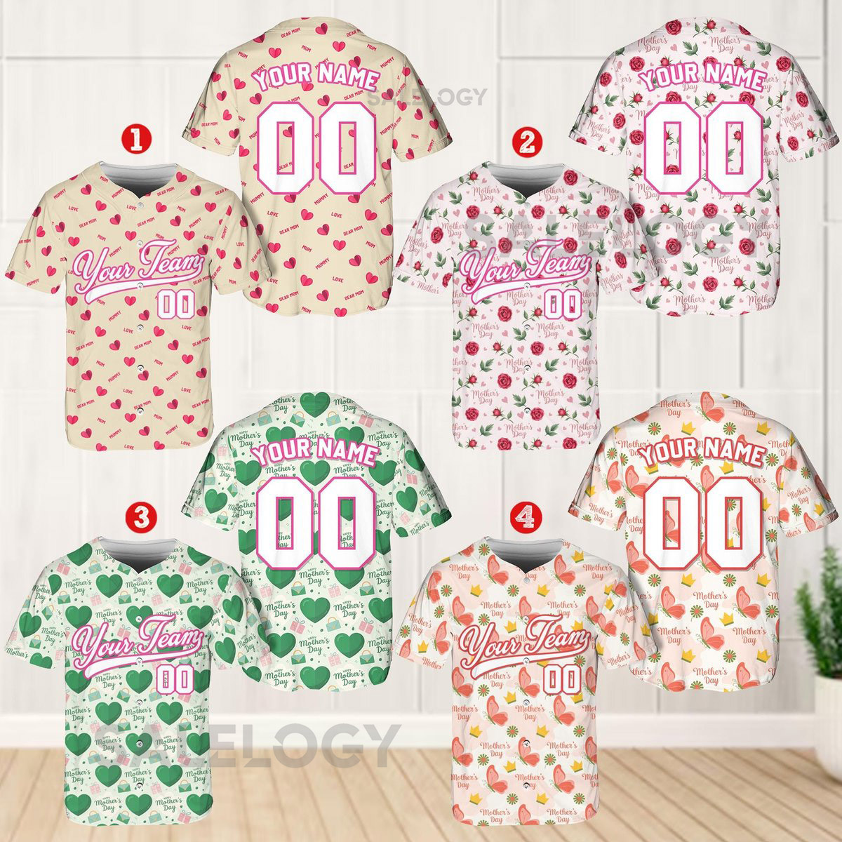 Personalized Floral Mom Baseball Jersey Custom Name and Number Mama Baseball Jersey Shirt Baseball Jersey Uniform Mother Day Gifts_104
