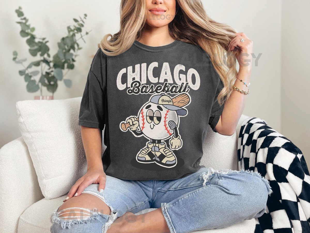 Chicago Retro Baseball Shirt Vintage Baseball Shirt Retro Character Shirt Girl Baseball Shirt Comfort Colors Shirt Mens Baseball Shirt_224