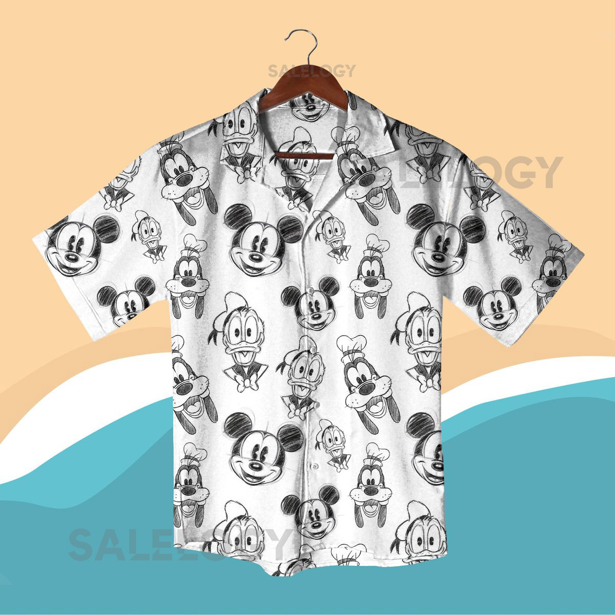 Mickey And Friends Sketch Art Hawaiian Shirt Mickey Mouse Donald Duck Goofy Hawaiian Shirts Summer Trip Hawaii Set_135