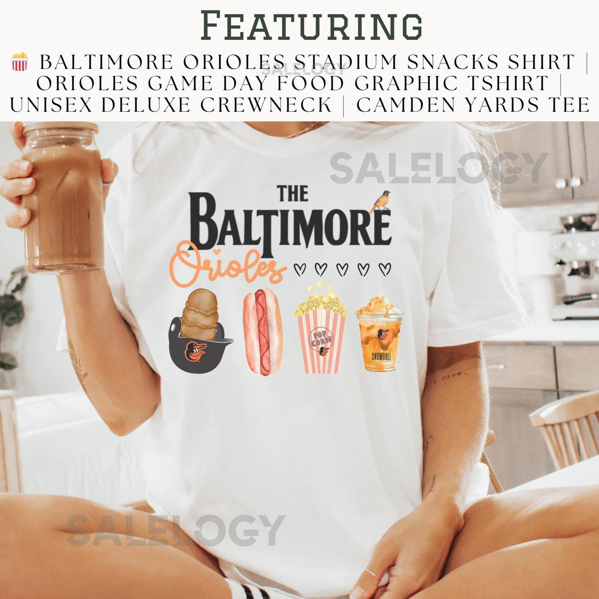 Baltimore Orioles Stadium Snacks Shirt Orioles Game Day Food Graphic Tshirt Unisex Deluxe Crewneck Camden Yards Tee_101