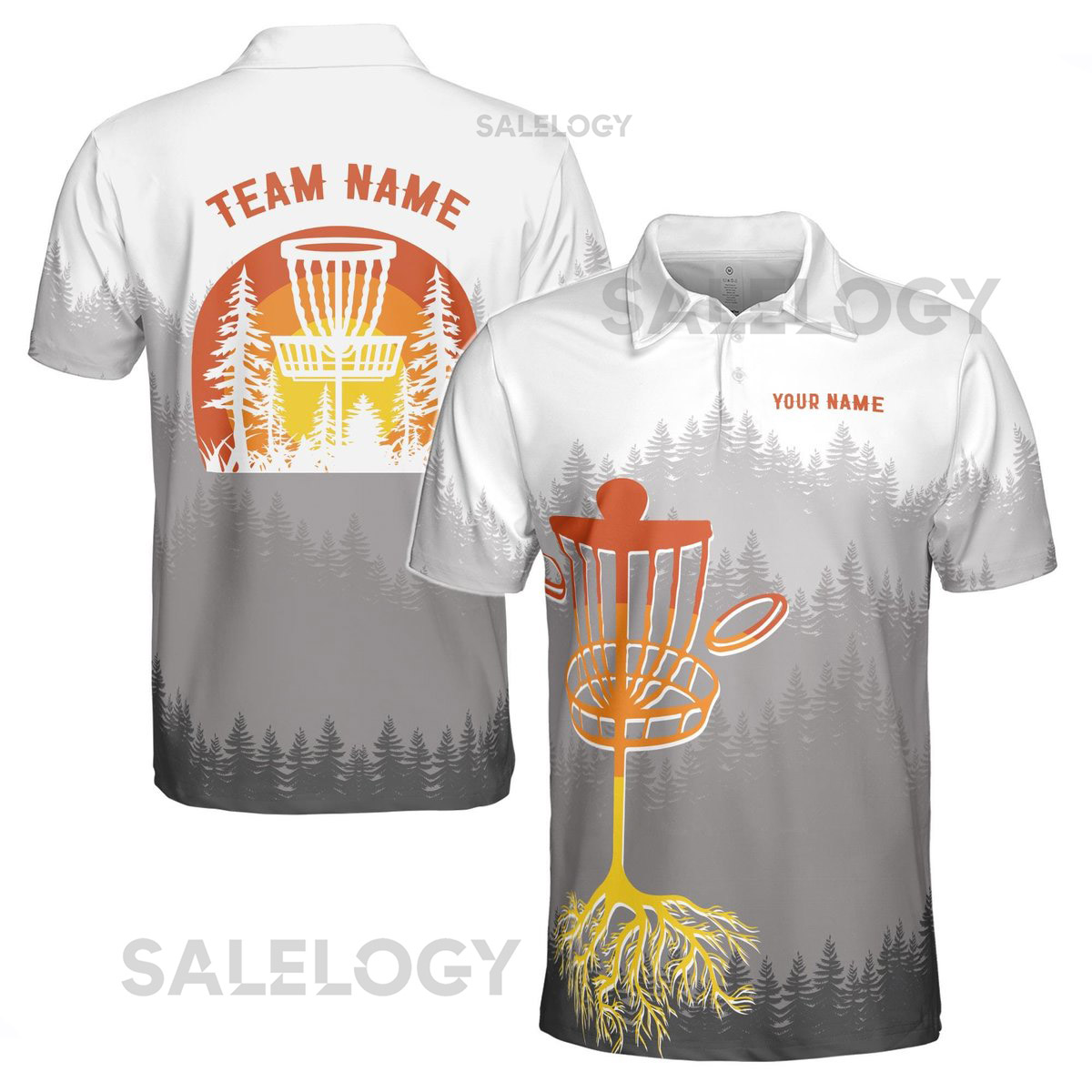 Custom Name Team Name Disc Golf in The Gray Forest Men39s Polo Shirt S-5XL_193