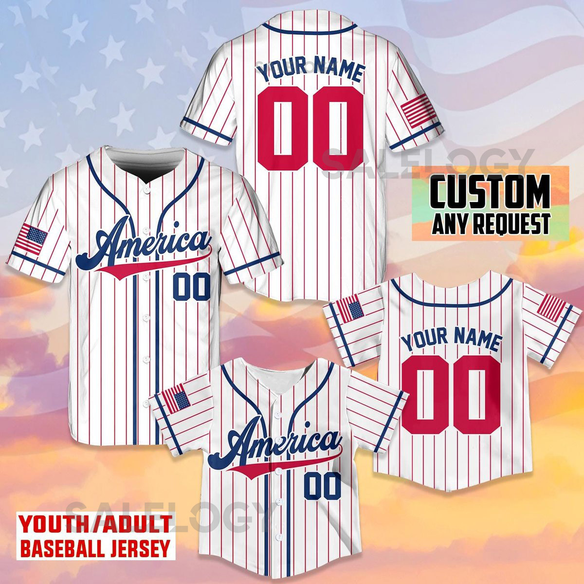 Personalized USA Baseball Jersey Custom Team Name Shirt American Flag Baseball Jersey For Baseball Fans Baseball Lovers Patriotic Shirt_715