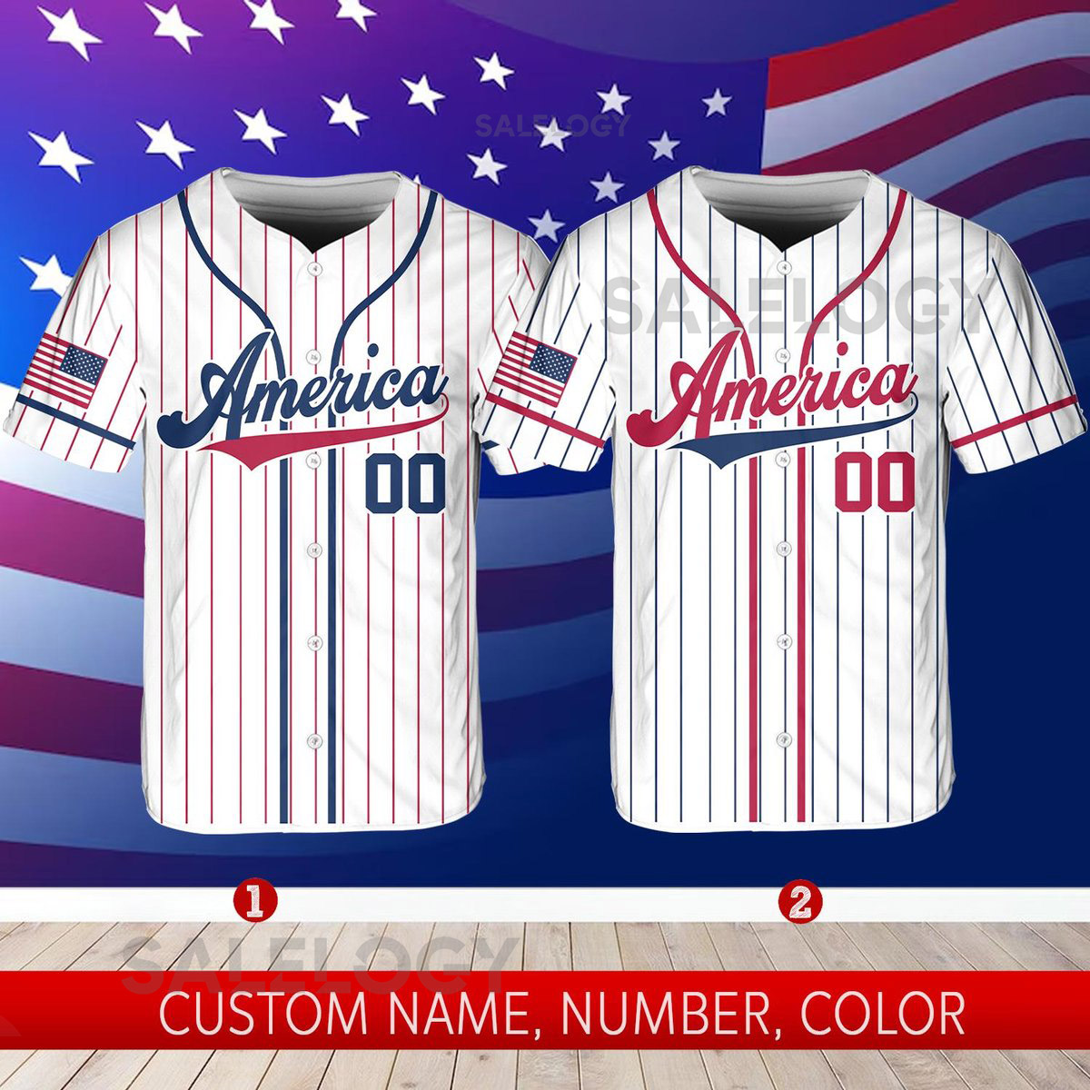 Personalized USA Baseball Jersey Custom Team Name Shirt American Flag Baseball Jersey For Baseball Fans Baseball Lovers Patriotic Shirt_716