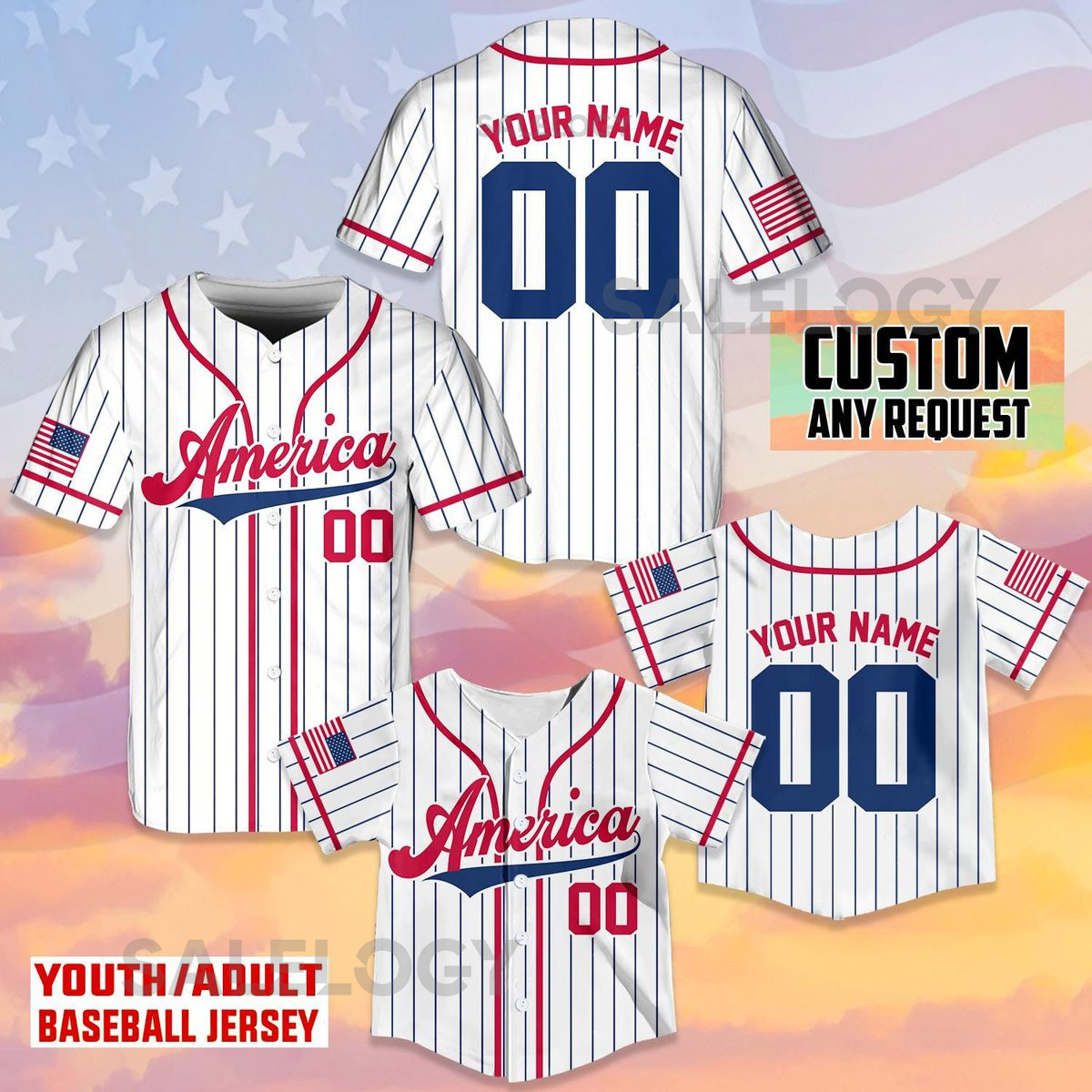 Personalized USA Baseball Jersey Custom Team Name Shirt American Flag Baseball Jersey For Baseball Fans Baseball Lovers Patriotic Shirt_717